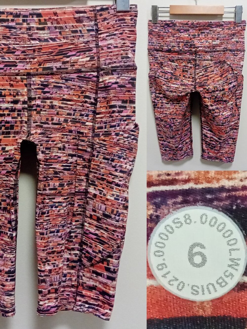 Lululemon Fast and Free Tight II Nulux Flash Pleat Orange Multi 6 Small